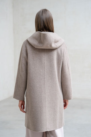 ABRIGO PAÑO CAPUCHA TOSTADO