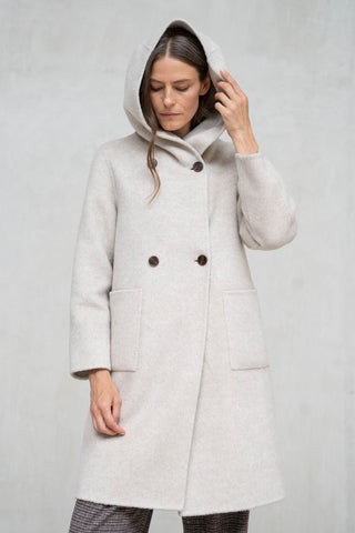 ABRIGO PAÑO CAPUCHA BEIGE