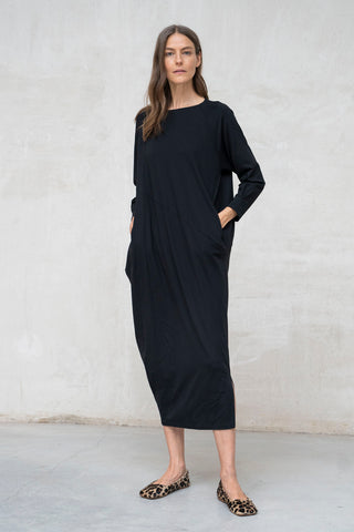 VESTIDO POSITANO GLOBO BOLSILLOS NEGRO