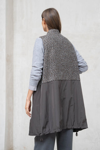 CHALECO MANTOVA LARGO DOS TEJIDOS GRIS