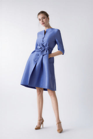 Vestido gabardina Odelia azul medio