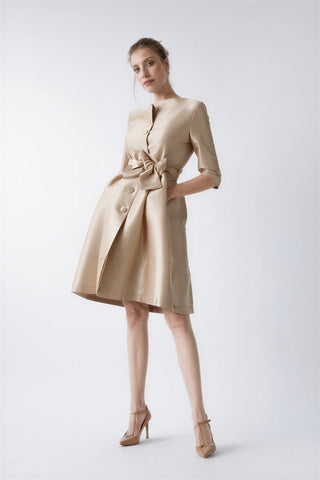 Vestido gabardina Odelia dorado