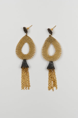 PENDIENTES DORADO, GRIS Y CADENA