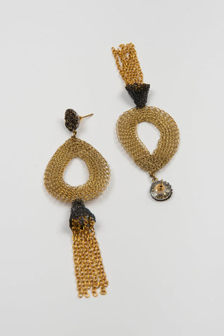 PENDIENTES DORADO, GRIS Y CADENA