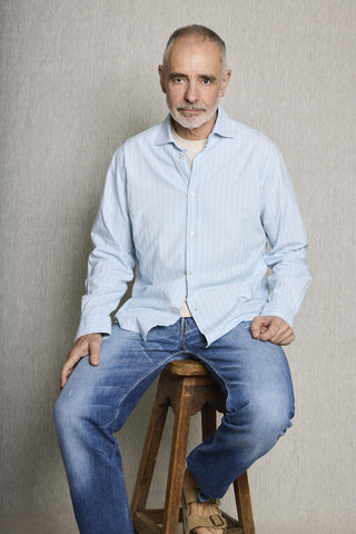 Camisa Koike azul con raya blanca