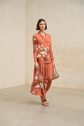 Saia Ailén com estampado coral