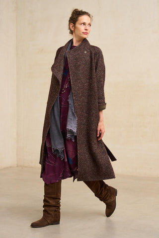 Abrigo Nubaria tweed marrón