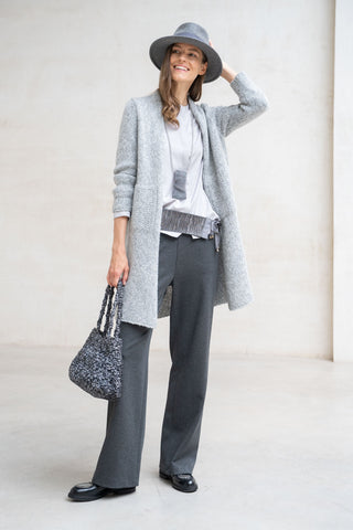 Cardigan lamê pérola cinza Merano